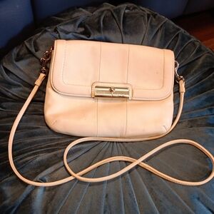 Coach Leather Elegant Cream Crossbody Bag